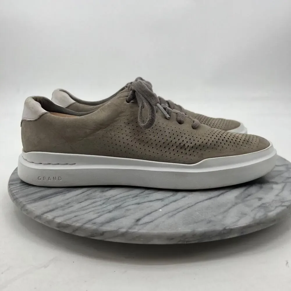 Cole Haan Mens‎ 8 Sneakers Mushroom Grey Nubuck GrandPrø Rally Laser Cut Shoes